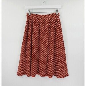 Comme Toi Skirt Womens Small Orange Geo Print Fit & Flare Retro